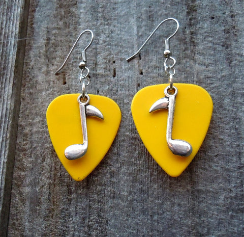 CLEARANCE Music Note Charm Guitar Pick Earrings - Pick Your Color
