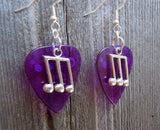 CLEARANCE Music Triple Note Charm Guitar Pick Earrings - Pick Your Color