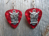 CLEARANCE Owl Charm Guitar Pick Earrings - Pick Your Color