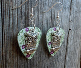 CLEARANCE Owl Charm Guitar Pick Earrings - Pick Your Color