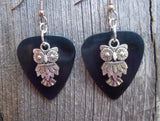 Owl Charm Guitar Pick Earrings - Pick Your Color