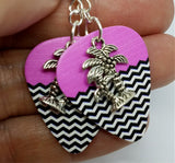 CLEARANCE Palm Tree Charm Guitar Pick Earrings - Pick Your Color