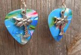 CLEARANCE Palm Tree Charm Guitar Pick Earrings - Pick Your Color