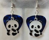 CLEARANCE Panda Bear Sitting Up Charm Guitar Pick Earrings - Pick Your Color
