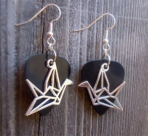 CLEARANCE Paper Crane Charm Guitar Pick Earrings - Pick Your Color