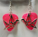 CLEARANCE Paper Crane Charm Guitar Pick Earrings - Pick Your Color