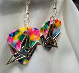 CLEARANCE Paper Crane Charm Guitar Pick Earrings - Pick Your Color