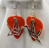 CLEARANCE Paper Crane Charm Guitar Pick Earrings - Pick Your Color