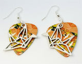 CLEARANCE Paper Crane Charm Guitar Pick Earrings - Pick Your Color