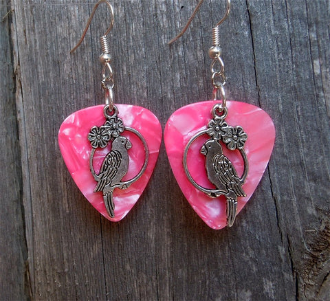 CLEARANCE Parrot Charm Guitar Pick Earrings - Pick Your Color