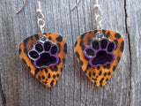 CLEARANCE Black Paw Print Charm Guitar Pick Earrings - Pick Your Color