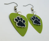 CLEARANCE Black Paw Print Charm Guitar Pick Earrings - Pick Your Color