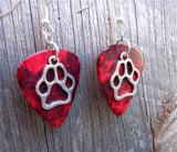 CLEARANCE Paw Print Charm Guitar Pick Earrings - Pick Your Color