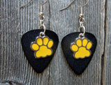 CLEARANCE Yellow Paw Print Charm Guitar Pick Earrings - Pick Your Color