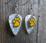 CLEARANCE Yellow Paw Print Charm Guitar Pick Earrings - Pick Your Color