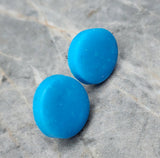 Vivid Aqua Blue Polymer Clay Button Post Earrings