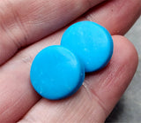 Vivid Aqua Blue Polymer Clay Button Post Earrings