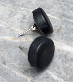 Black Button Polymer Clay Post Earrings