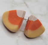 Matte Candy Corn Post Polymer Clay Earrings