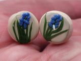Bluebonnet Button Polymer Clay Post Earrings