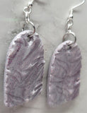 Embossed Arched Shape Polymer Clay Dangle Earrings with Glitter and Shiny Finish