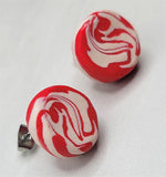 Swirled Peppermint Candy Polymer Clay Post Earrings