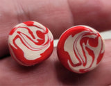 Swirled Peppermint Candy Polymer Clay Post Earrings