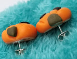 Pumpkin Jack o' Lantern Polymer Clay Post Earrings
