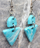 Blue and White Polymer Clay Arch and Triangle Dangle Earrings