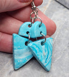 Blue and White Polymer Clay Arch and Triangle Dangle Earrings