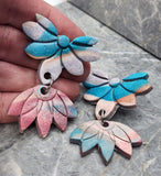 MultiColored Double Flower Polymer Clay Post Earrings
