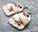 Large Ghost Polymer Clay Earrings Holding a Candy Cane