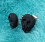 Black Skull Polymer Clay Post Earrings