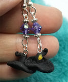 Small Witch's Hat Polymer Clay Earrings with Purple AB Swarovski Crystals