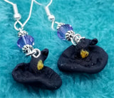 Small Witch's Hat Polymer Clay Earrings with Purple AB Swarovski Crystals