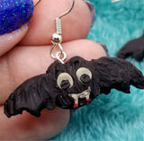 Dangling Vampire Bat Polymer Clay Earrings