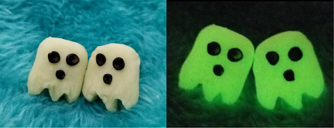 Glow in the Dark Ghost Polymer Clay Post Earrings