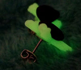 Black Skull with Glow in the Dark Crossbones Polymer Clay Post Earrings