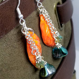 Autumn Leaf Polymer Clay Earrings with Flower Dangles