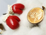 Red Santa Mittens Polymer Clay Post Earrings