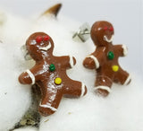 Gingerbread Men Polymer Clay Post Earrings