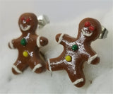 Gingerbread Men Polymer Clay Post Earrings