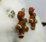 Gingerbread Men Polymer Clay Post Earrings