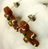 Gingerbread Men Polymer Clay Post Earrings