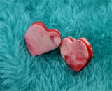 Red and White Marbled Heart Polymer Clay Post Earrings