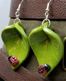 Ladybug on a Green Leaf Polymer Clay Earrings