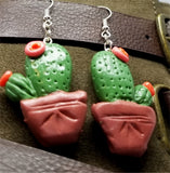 Potted Flowering Cactus Polymer Clay Earrings