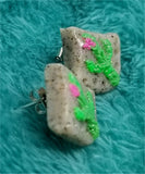 Cactus on Granite Polymer Clay Post Earrings