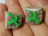 Cactus on Granite Polymer Clay Post Earrings