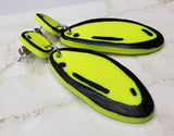 Neon Yellow Pop Polymer Clay Earrings with Hand Painted Black Accents